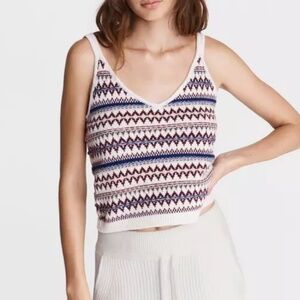 Rag&Bone Willow Pullover White Fair Isle Merino Wool Cami